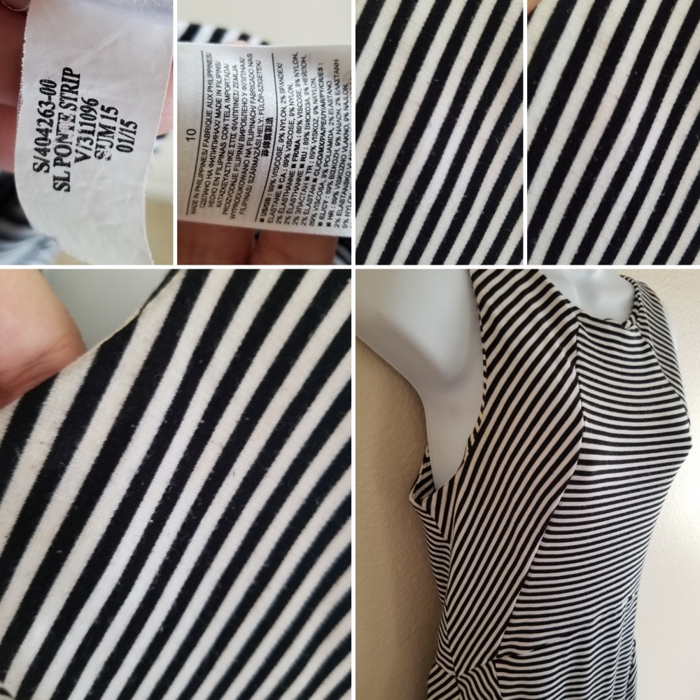 Bananna Republic striped Dress blsck & white 10 - Picture 7 of 8